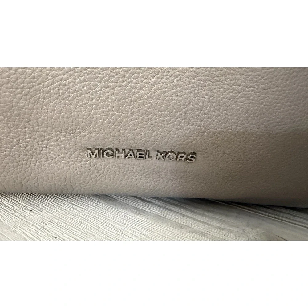 Michael Kors Shoulder Bag Purse Raven Stone Grey Pebbled Genuine Leather Large